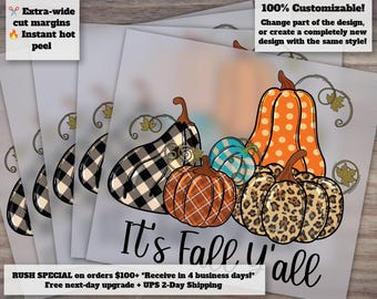 Fall Season Pumpkins Design - Ready to Press, Heat Transfer, DTF - Perfect for Fall Decorations