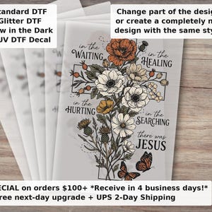In The Waiting There Was Jesus DTF Transfer | Floral Cross Retro Vintage Faith Christian Shirt Transfer Ready to Press