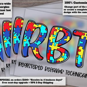Registered Behavior Technician Puzzle, Autism ABA Design, Ready to Press, Heat Transfer, DTF for Etsy Shop