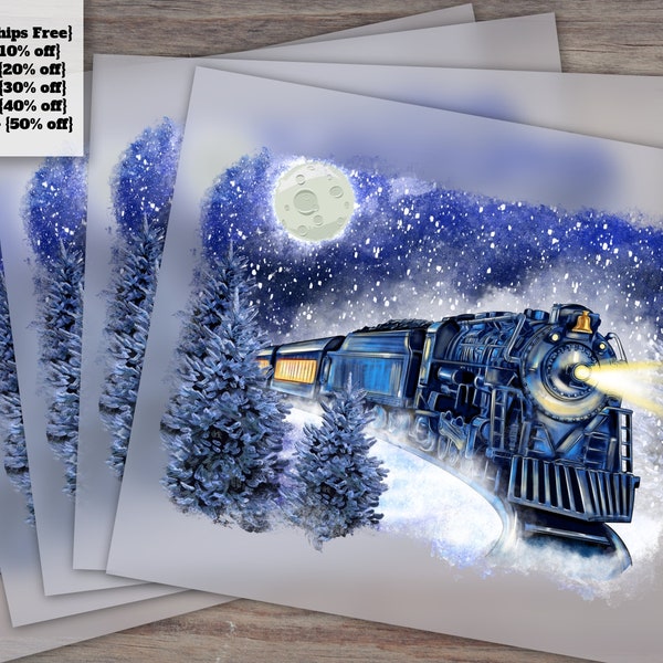 Polar Express Christmas Design, Merry Christmas and Happy New Year, Ready-to-Press Heat Transfer, DTF, Train Graphic for Sublimation