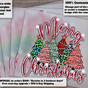 Christmas Design for Heat Transfer | Ready to Press Merry Christmas DTF | Transparent Background