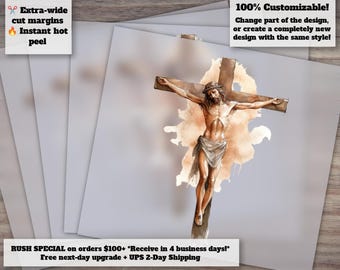 Faith Jesus on the Cross Watercolor | Religious Art Sublimation Design | Heat Transfer | Ready to Press | Christian DTF