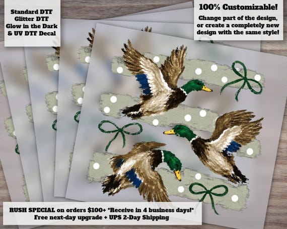 Vintage Retro Mallard Duck Hunting DTF Transfer - GSP Hunting Dog Flying Duck Waterfowl Hunter Ready to Press Shirt Transfer