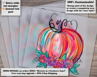Fall Pumpkin Watercolor Design - Halloween and Autumn Vibes for Heat Transfer, DTF, Ready to Press