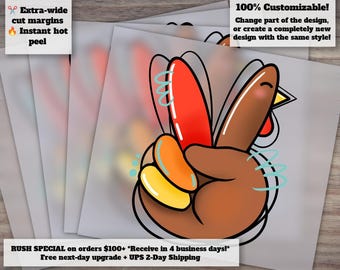 Autumn and Fall Vibes Turkey Design - Heat Transfer, Ready to Press, DTF - Thanksgiving Theme