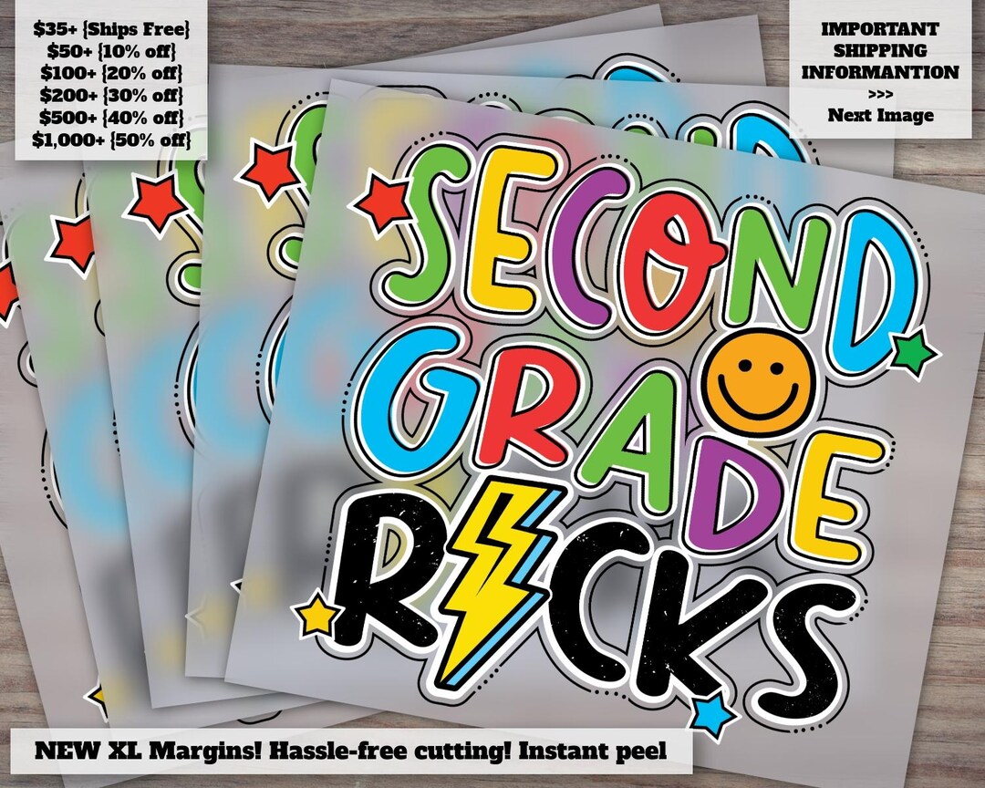 Second Grade Rocks Graphics Second Grade Rocks Lightning Bolt Back to School Design | Heat Transfer ...