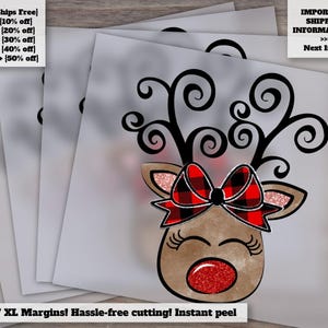 Christmas Reindeer, Reindeer Dtf, Chirstmas Dtf Transfers, Heat Transfer, Cute Reindeer Dtf, Ready For Press, Christmas Design