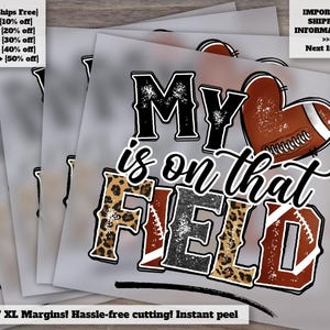 Distressed Football DTF Transfer Prints, Heat Press Ready, Girls&#39; Trendy Sport Designs, My Heart Field Theme, Hot Peel DTF Transfers