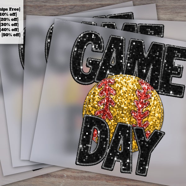 Softball Game Day Sequins Style- Heat Transfer, DTF, Ready to Press - for Softball Moms and Fans