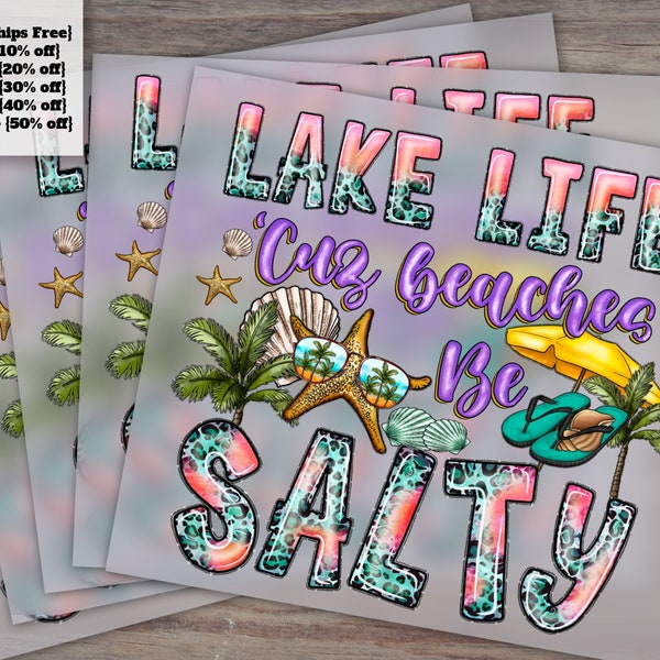 Summer Lake Life Heat Transfer Design - Ready to Press, Salty Beach Theme DTF, Unique Ready-Made Design for DIY