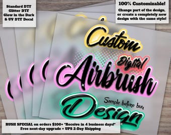Personalized Airbrush Name Heat Transfer DTF Ready to Press