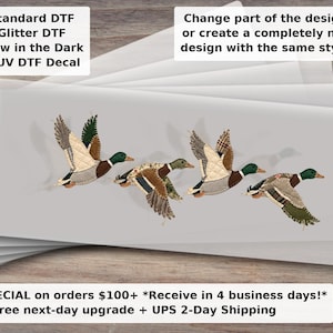 Faux Patchwork Mallard Ducks Flying DTF Transfer | Quilt Style Farm Cottagecore Ready to Press Heat Transfer