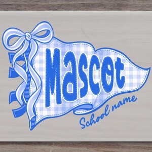 Custom Mascot Gingham Banner DTF Transfer | Coquette School Spirit Varsity Ready to Press image 6