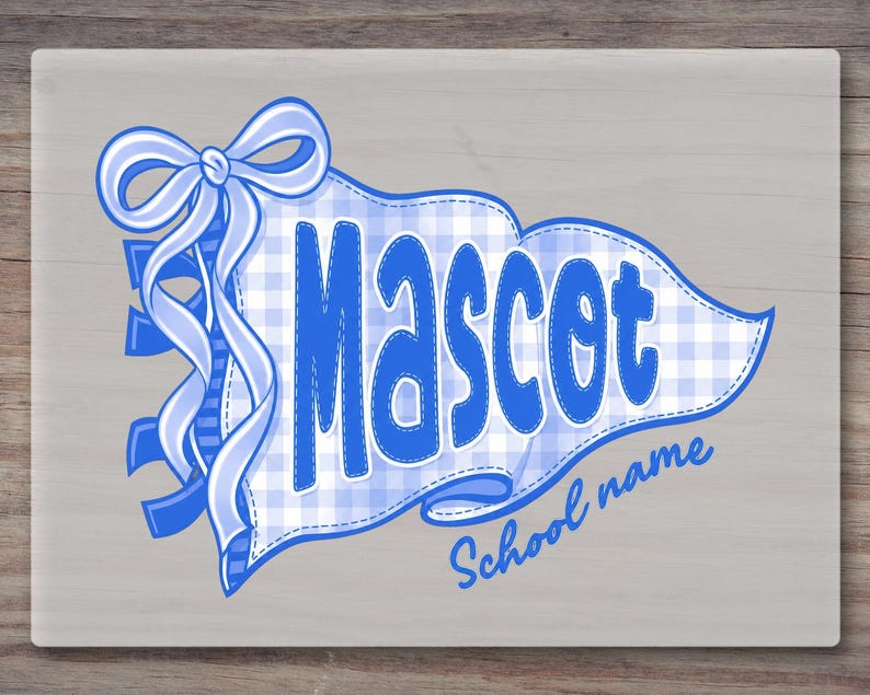 Custom Mascot Gingham Banner DTF Transfer | Coquette School Spirit Varsity Ready to Press image 6