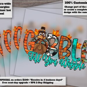 Fall Heat Transfer Designs, Gobble Til You Wobble, Pumpkins Truck Graphics, Ready-to-Press for DTF, Ideal for Fall Decorations