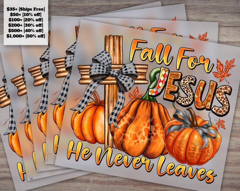 Fall for Jesus He Never Leaves Design Autumn Thanksgiving Christian Art