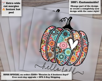 Boho Autumn Pumpkin Design for Fall Shirts, Heat Transfer, Ready-to-Press DTF, Love Fall Theme