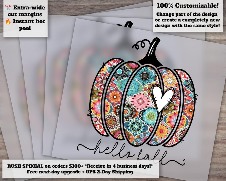 Boho Autumn Pumpkin Design for Fall Shirts, Heat Transfer, Ready-to-Press DTF, Love Fall Theme image 1
