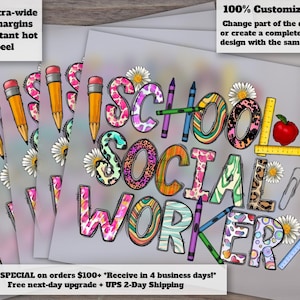 School Social Worker and Teacher Design, Western Style, Ready-to-Press Heat Transfer, DTF, Sublimation Design - Digital Item image 1