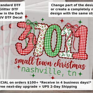 Custom Preppy Small Town Christmas DTF Transfer | Pink Zipcode Santa Claus Candy Cane Ready to Press Heat Transfer