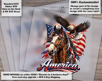Patriotic Horse and Eagle DTF Heat Transfer for Apparel