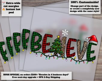 Believe Christmas File Dtf, Dtf Transfer Print, Digital Transfer File Print Transfer, Digital Transfer Print, Christmas Dtf, Digital Print