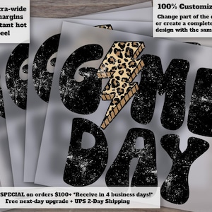 Leopard Game Day Dtf, Distressed Sports Dtf, Leopard Lightning Bolt Dtf, Football, Digital Transfer Print, Heat Press, sublimation Print