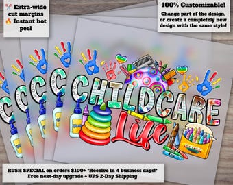 Childcare Equipment and Lifestyle Design, Ready to Press Heat Transfer for Kindergarten Context, DTF
