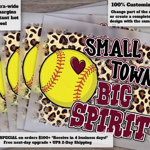 Leopard Softball Design - Maroon, Heat Transfer, DTF, Ready to Press, Small Town Big Spirit, for Etsy