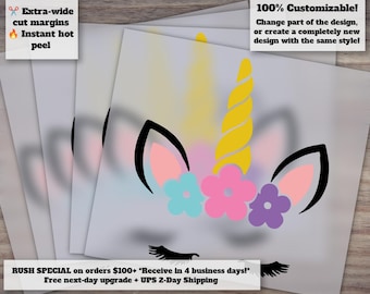 Unicorn Flower Decal, Unicorn Flower Dtf, Unicorn Iron On Decal, Heat Transfer, Unicorn Iron On Transfer, Iron On Dtf, Unicorn Decals