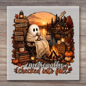 Summerween Ghost DTF Transfer - Mentally I Am Here Funny Halloween and Fall Ready to Press Heat Transfer Bild 6