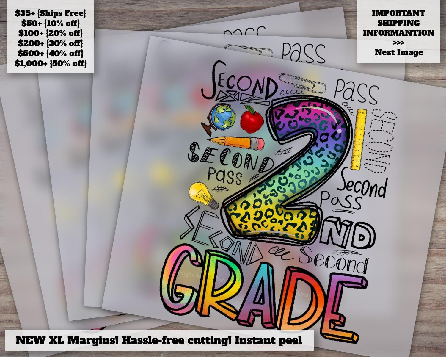 Western 2nd Grade Pass Design, Teacher Resource, Second Grade Material, Ready To Press Heat Transfer, DTF, Instant Use