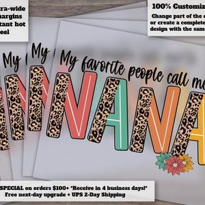 Diseño de camiseta retro de abuela con estampado de leopardo, transferencia térmica con motivo floral para abuela, lista para imprimir en el Día de la Madre, DTF