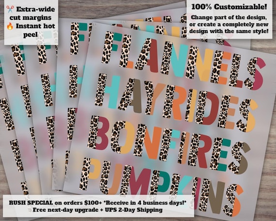 Flannels Hayrides Bonfires Pumpkins, Ready To Press Transfer, Fall Digital Transfer Dtf Sheet, Sweater Weather, ScreenPrint Transfer