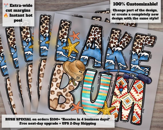 Summer Lake Bum and Sunset - Heat Transfer Ready Design - DTF, Ideal for Press, Beach Summer Theme