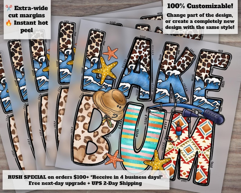 Summer Lake Bum and Sunset - Heat Transfer Ready Design - DTF, Ideal for Press, Beach Summer Theme 画像 1