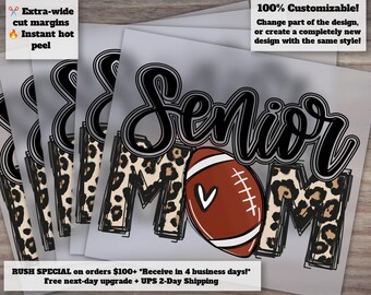 Black Senior Football Mom Heat Transfer, DTF Design - Ready to Press for Class of 2024