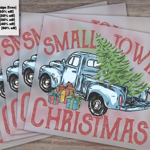 Vintage Christmas Truck Design | Ready-to-Press Heat Transfer | Retro Holiday Shirt Design | Small Town Christmas | DTF Heat Transfer