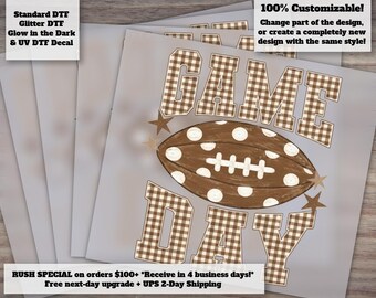 Retro Football Game Day Transfer, Football Mom Club Coastal, Fall Gingham Dots, Football Fridays School Spirit Ready to Press DTF