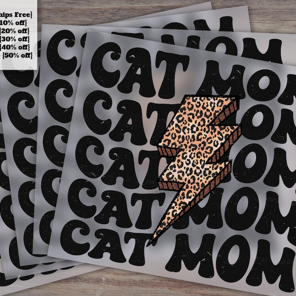 Funny Retro Leopard CAT Mama DTF Print Transfers for Vintage Mom of Dogs | Pet Mom, Distressed Fur Mama Shirt for Mothers Day Gift Idea