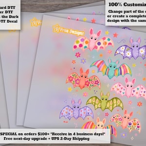 Retro Patchwork Bats DTF Transfer - Spooky Season Halloween Shirt Transfer Cute Fall Bats Ready to Press