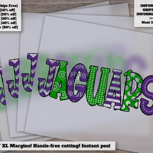 Jaguars Doodle Mascot Spirit Tee | Ready to Press Heat Transfer | DTF Design | High-Quality Art for Crafting Enthusiasts