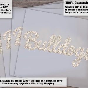 Faux Yarn Chenille Bulldogs Script Heat Transfer School Spirit
