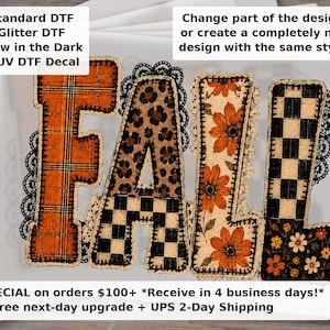 Fall Shirt , Patchwork Autumn DTF Transfer Ready to Press