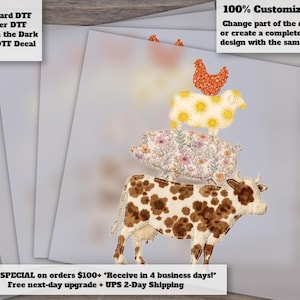 Western Cow Faux Patchwork Heat Transfer Farm Animal Shirt Design