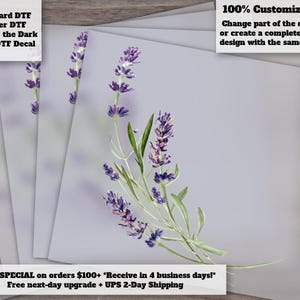 Lavender Wreath DTF Heat Transfer Watercolor Floral Bouquet Ready to Press