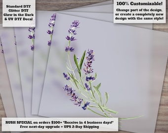 Lavender Wreath DTF Heat Transfer Watercolor Floral Bouquet Ready to Press