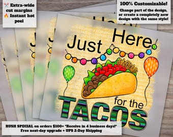 Ready-to-Press Tacos Design, Heat Transfer DTF, Mexican Food Themed Balloon Graphics, Quick Download Files