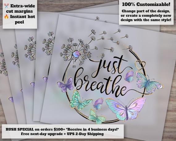 Mental Health Support Art - Just Breathe Dandelion Design - Anxiety Awareness - Ready to Press, Heat Transfer, DTF for Etsy Shop