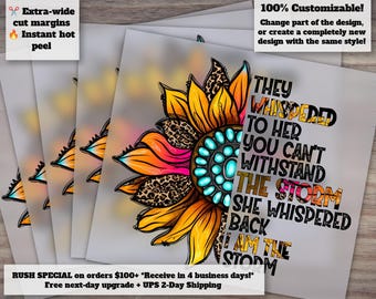 Whispered Affirmation Ready to Press Heat Transfer - Western Design in DTF Formula - Resilience Storm Theme